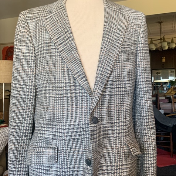 LANVIN PARIS PRINCE OF WALES GLEN PLAID CHECK SCOTLAND WOOL BLAZER SPORTCOAT - Picture 4 of 14